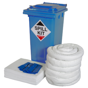120 Litre Spill Kits In Blue Wheeled Bin