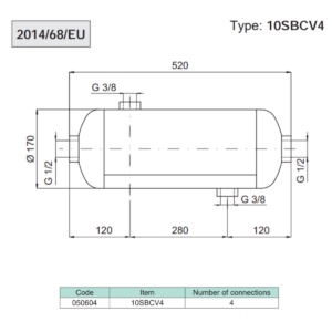 Air Reservoir ø170 x 520 H - G 1/2