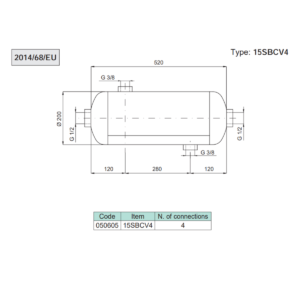 Air Reservoir ø200 x 520 H - G 1/2