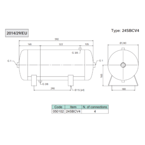 Air Reservoir ø240 x 592 H - G 1/2