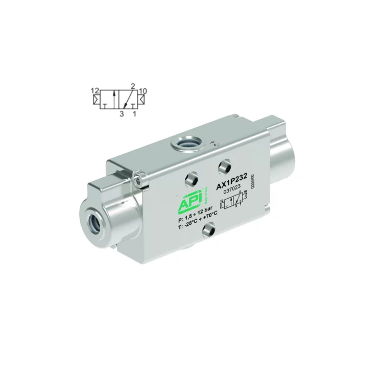 3/2 Pilot/Pilot In Line Pneumatically Operated 1/4" Valve