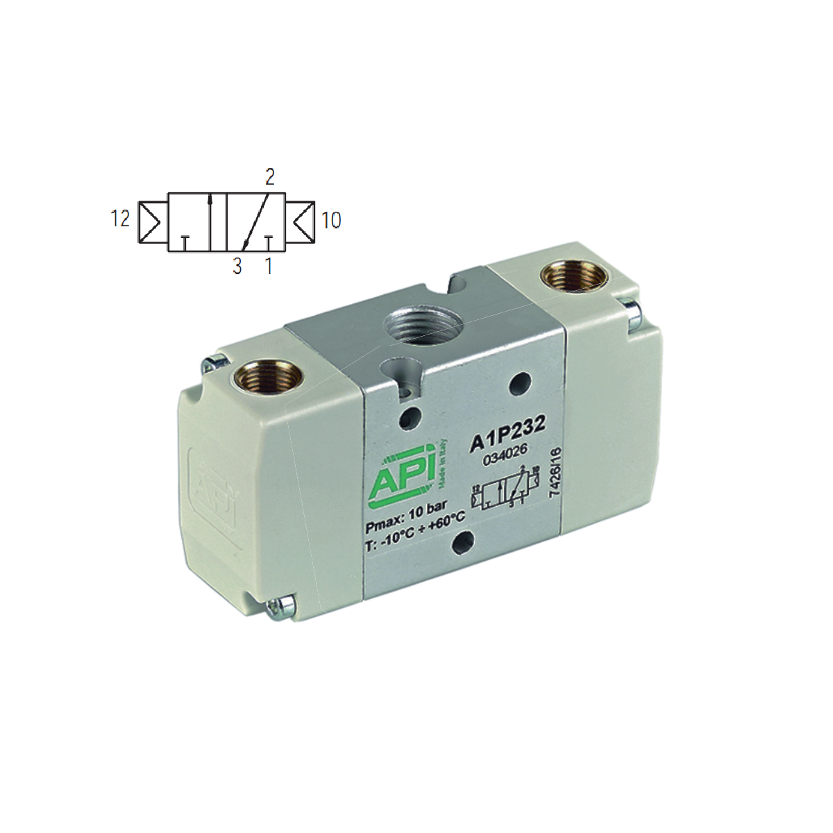 1/4" 3/2 Pilot/Pilot Pneumatically Operated Valve