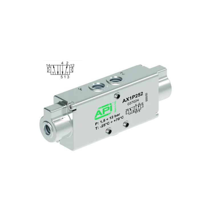5/2 Pilot/Pilot In Line Pneumatically Operated 1/4" Valve
