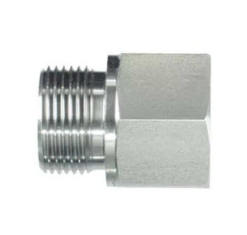 3/8" BSPP 60 coned male to 1/4" NPT fem red adapter