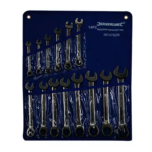 Fixed Head Ratchet Spanner 12 Piece Set Sizes 8 - 24mm