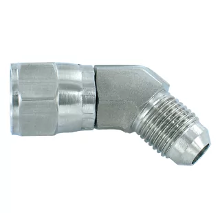 7/16"-20 UNF 37° JIC swiv fem to male 45° elbow adaptors