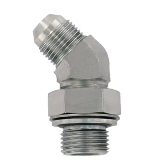 9/16"-18 JIC male to 3/8" BSPP male pos. 45° elbow adaptors