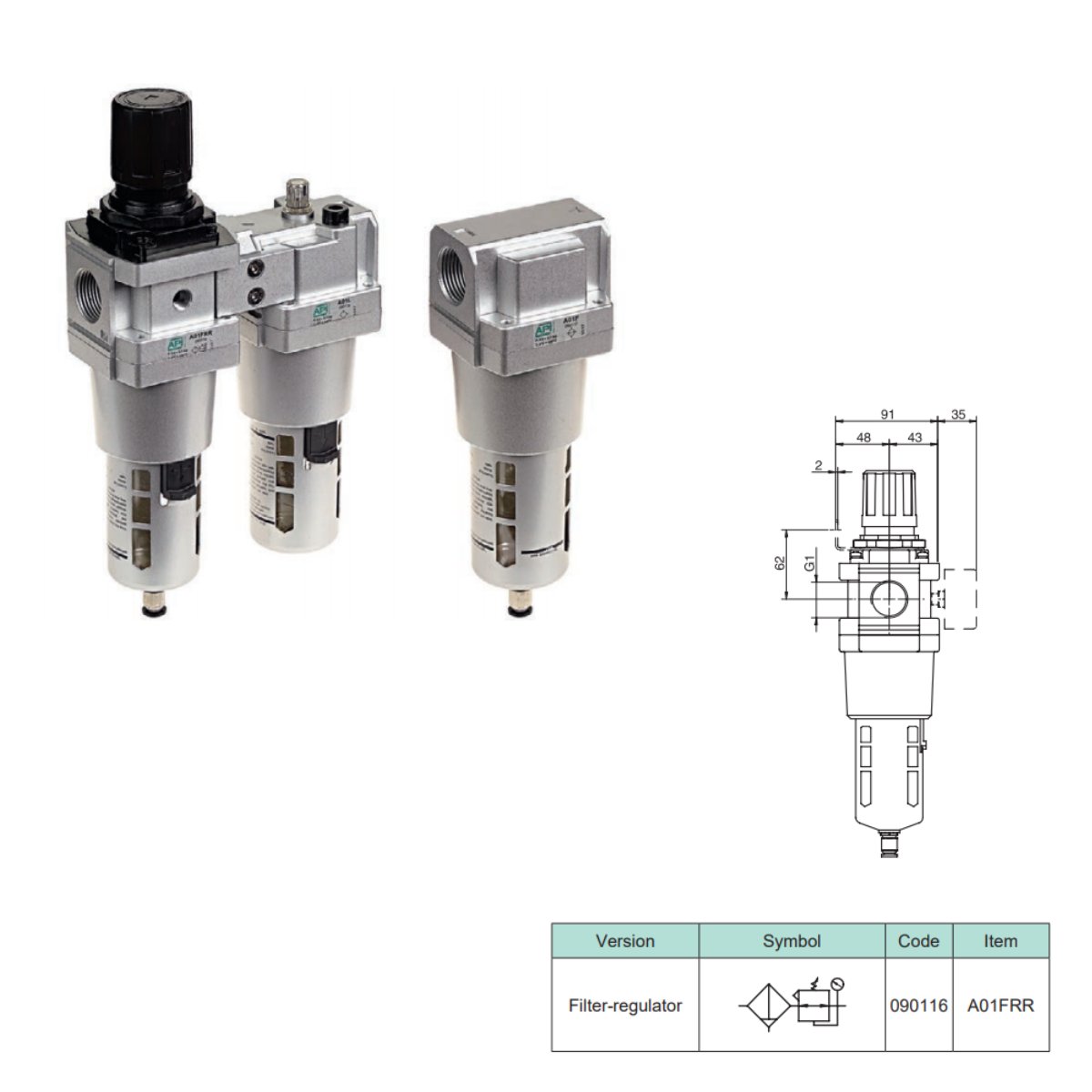 1" Filter/Regulator Semi Auto Drain