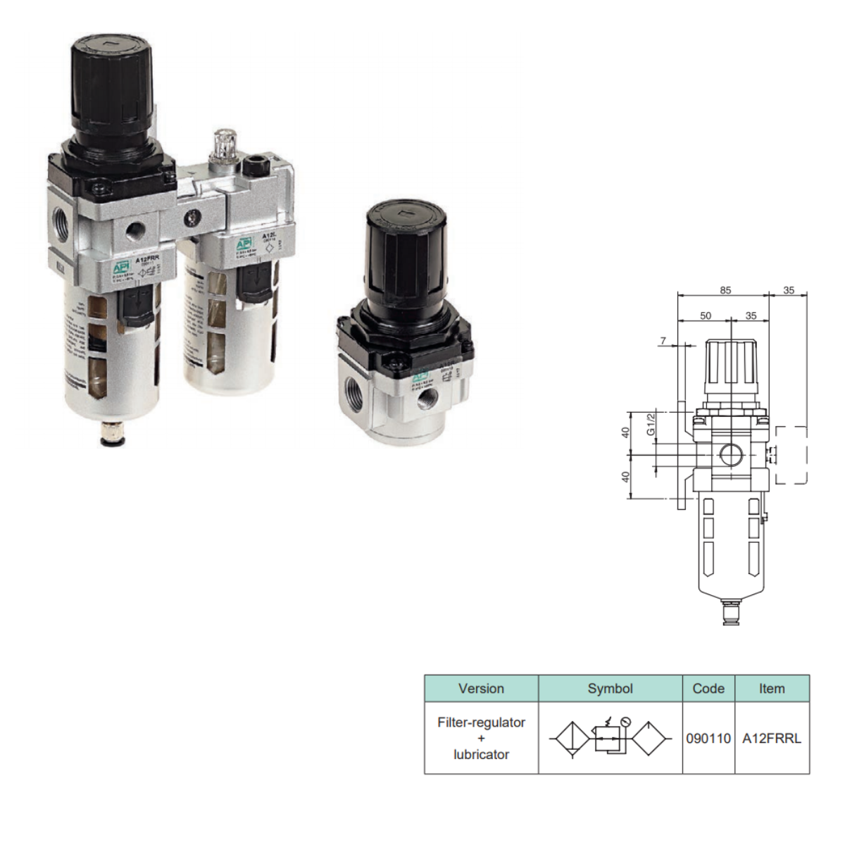1/2" Filter/Regulator/Lubricator Semi Auto Drain
