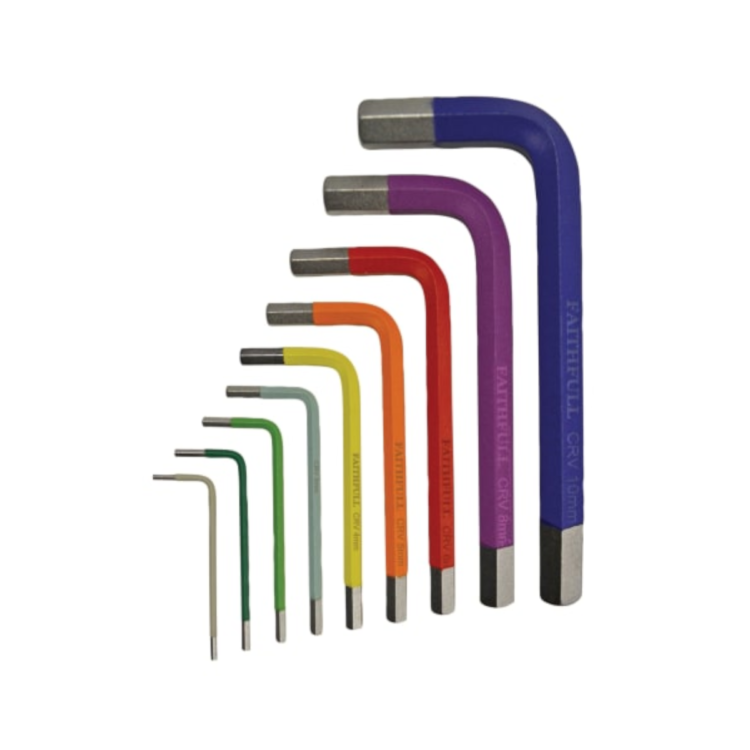 Coloured Arm Hex Key Set of 9 Metric