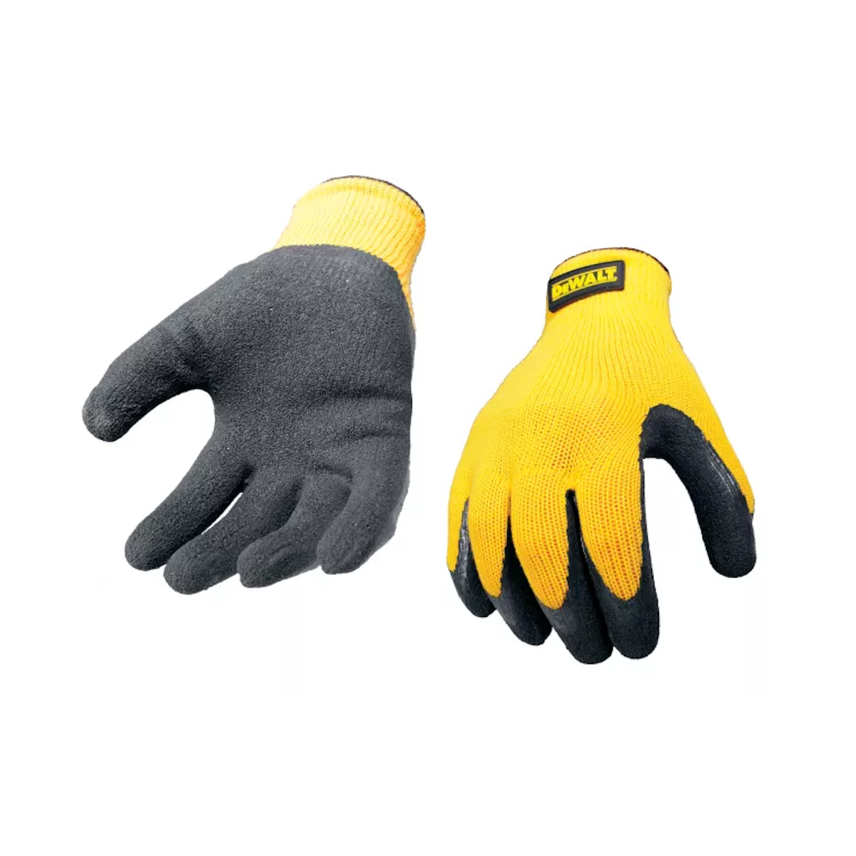 DPG70L Yellow Knit Back Latex Gloves Large DEWGRIPPER