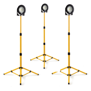 Defender LED Triple Pack Of Site Flood Lights Single Head On Tripod 110v