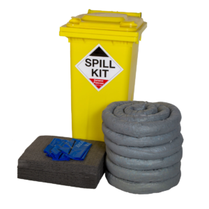 120 Litre Spill Kits In Yellow Wheeled Bin