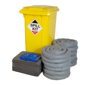 240 Litre Spill Kits In Yellow Wheeled Bin