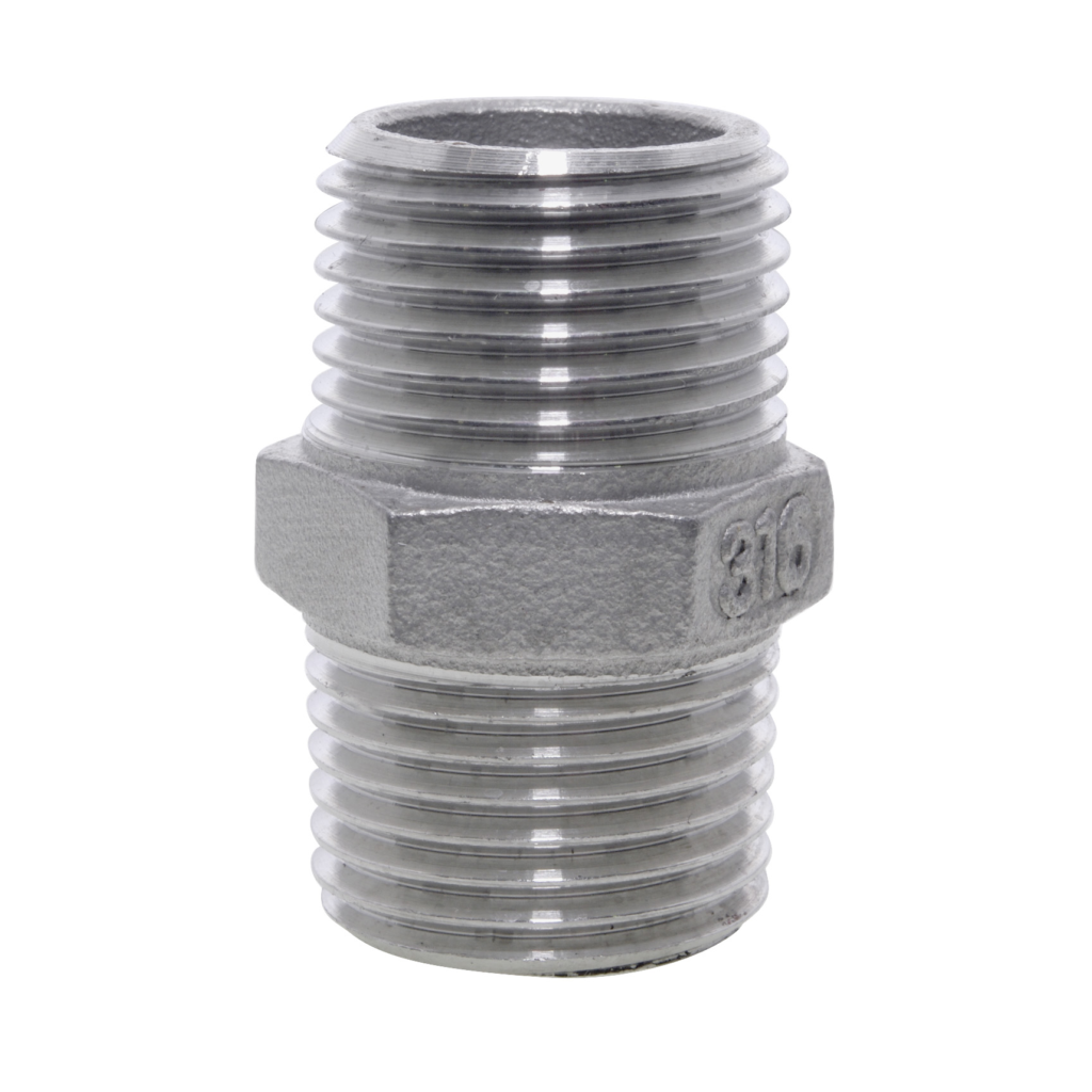 11/2" NPT HEXAGON NIPPLE NIPPLE MALE/MALE 150LB 316 STAINLESS STEEL