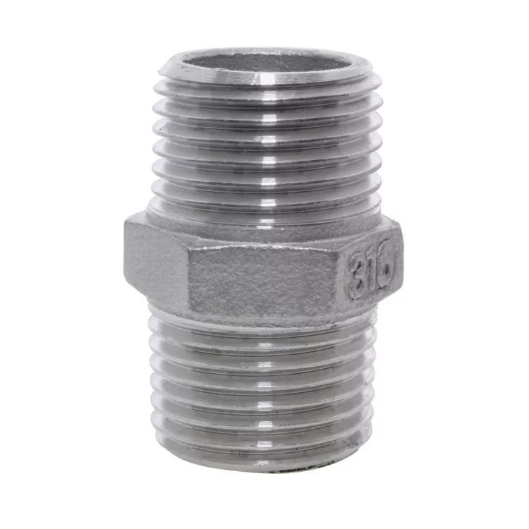 1/4" NPT HEXAGON NIPPLE NIPPLE MALE/MALE 150LB 316 STAINLESS STEEL