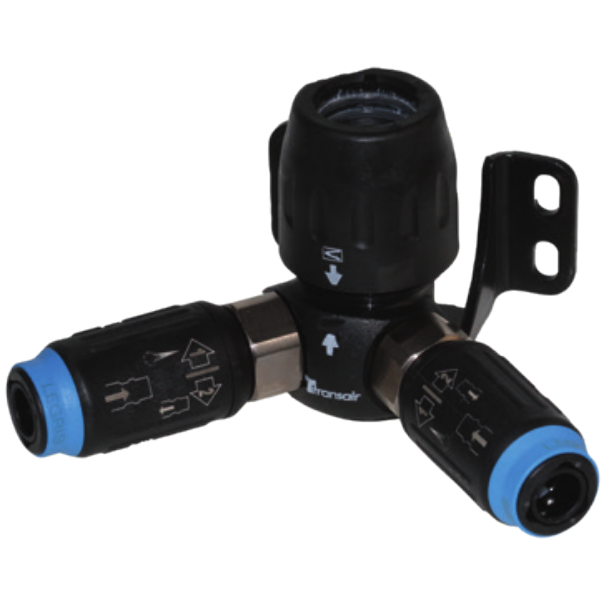 2 PORT 90° WALL BRACKET WITH COUPLER Ø 25 ARO 5,5