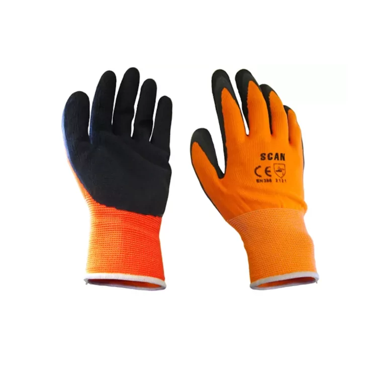 Hi-Vis Orange Foam Latex Coated Gloves - Medium (Size 8)