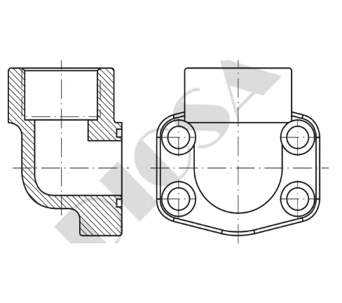 1 1/2" BSP Threaded 6000 Series 90° Elbow SAE Flange O-Ring Face