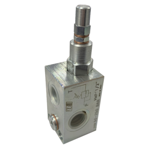 In-line pressure relief valve (steel screw control)