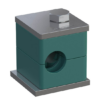6mm Group 1 (Standard Series) PP - Green Clamp Assembly c/w Mild Steel Cover Plate, Weld Plate & Bolts