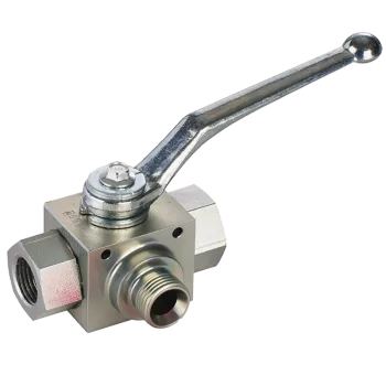 3/8" BSP F/M/F - 3 way ball valve - L ported - 500 Bar