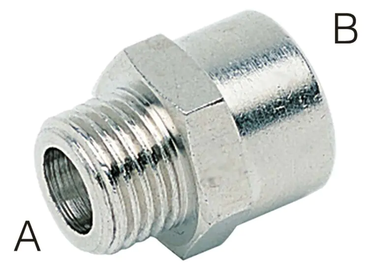 3/8" BSP X 3/8" BSP PLATED BRASS MALE/FEM REDUCING ADAPT