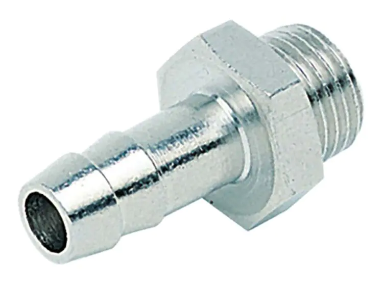 8mm   1/8" BSPP MALE THREAD BRASS HOSE BARB PLATED ADAPTOR