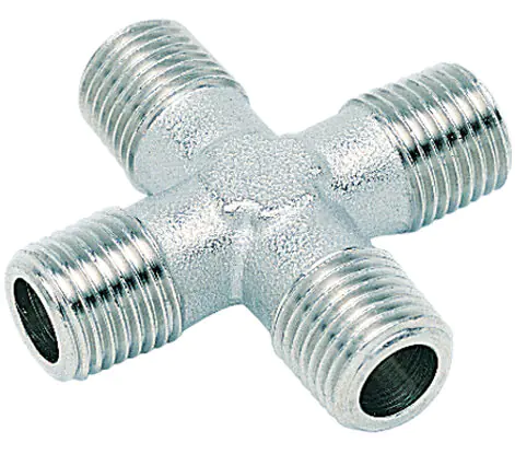 1/4" BSPT THREAD BRASS MALE PLATED EQUAL CROSS