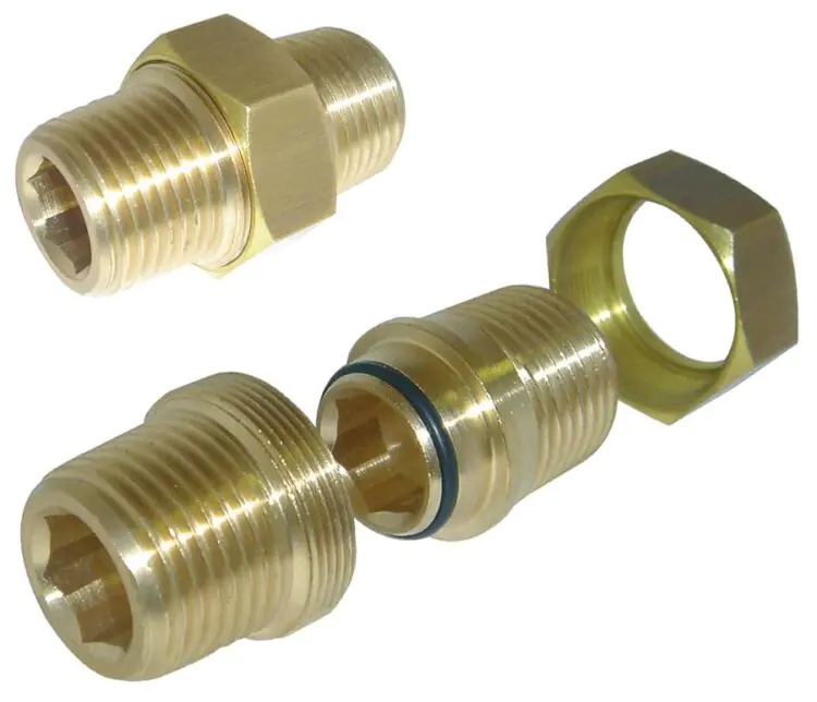 3/4" BSPT MALE THREAD UNPLATED BRASS 3-PIECE EQUAL CONNECTOR