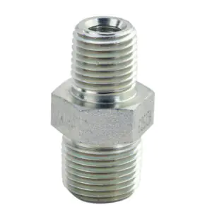 FT124 - 1/4" NPTF x 3/8" NPTF Reducing Hex Nipple - 700 Bar / 10,000 PSI