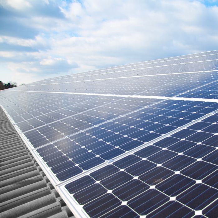 solar panels on the roof a building