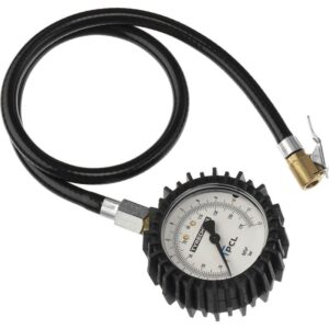 Tyre Check Dial Gauge (63mm Dia) 0-170 psi & 0-12 bar, Euro Clip-On Connector