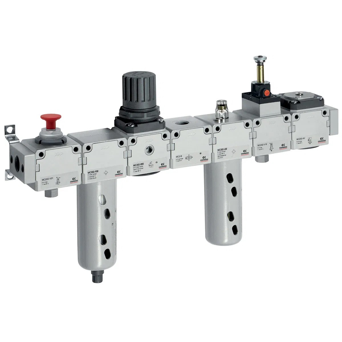 Series MC FRL Assembled Connections 1/4" , Assembly Group QN , Filtering Element 25µm , Version WITH Terminal Flanges