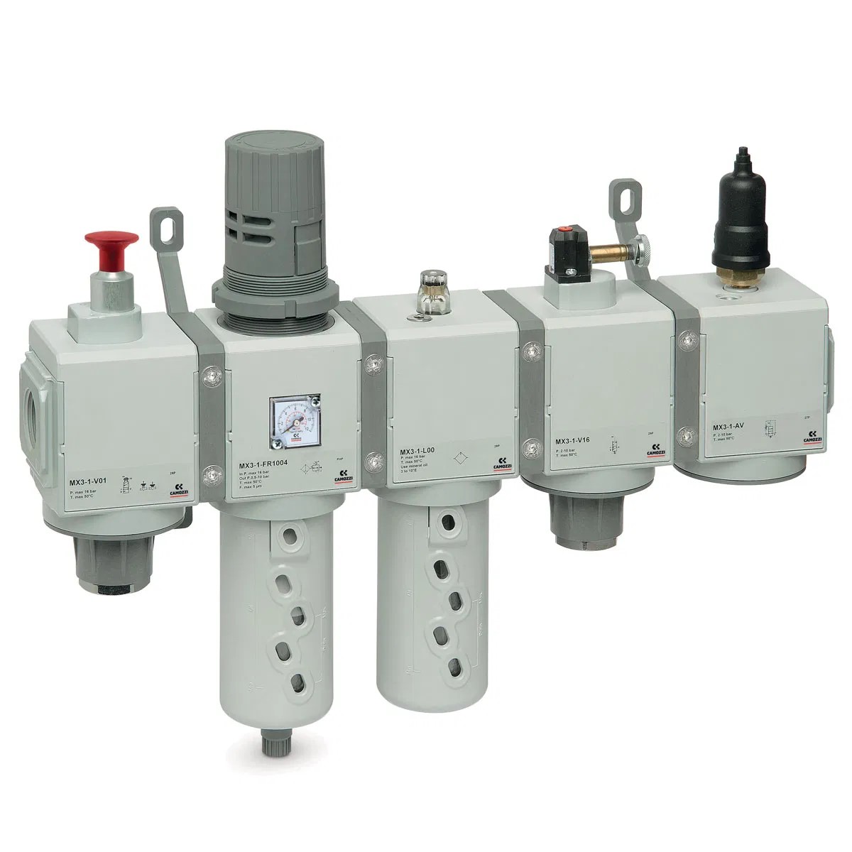 Series MX3 Assembled FRL Connections 1" , Pressure Gauge Built In , Group Composition 000016 , Flow Direction Left to Right