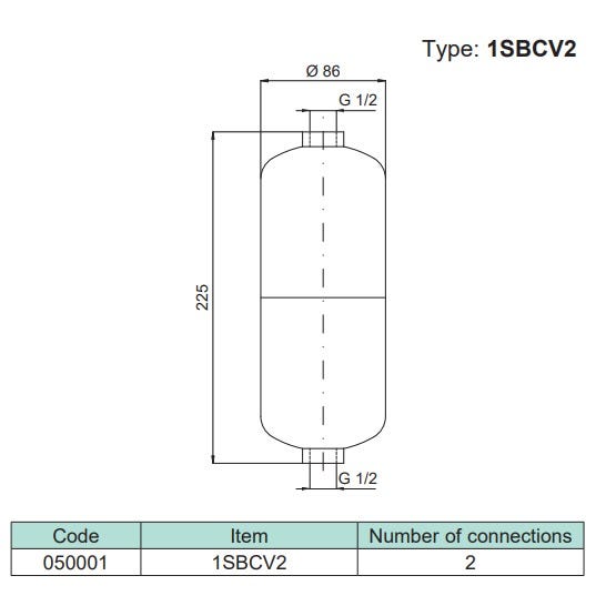 Air Reservoir ø86 x 225 H - G 1/2