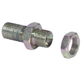 Plated Steel Bulkhead Fitting with Lock Nut
