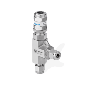 Panam, Relief Valve, SAE 070102, 1/4" (6mm) OD, Double Ferrule Tube Ends, 316 stainless steel