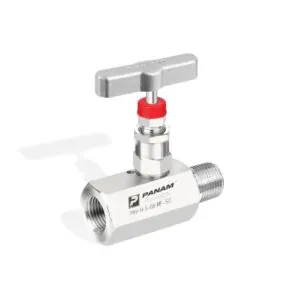 Panam Needle Valve, Hex Body, Hard Seat, SS 316, 1/8", Male x Female, 6000 psi (414 bar)