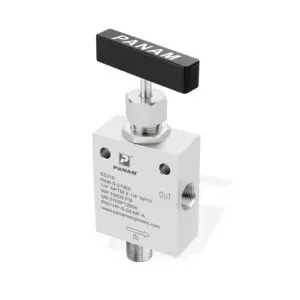 Panam, Needle Valve, HP2 Series, 1/4" MP Female x 1/4" MP Female, 20000 PSI (1379 BAR), 316 stainless steel, Angle Type