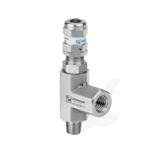Panam, High Pressure Relief Valve, 1/4" NPT Male x 1/4" NPT Female, 50 to 350 PSI, 316 stainless steel, Fluorocarbon - FKM (Standard)