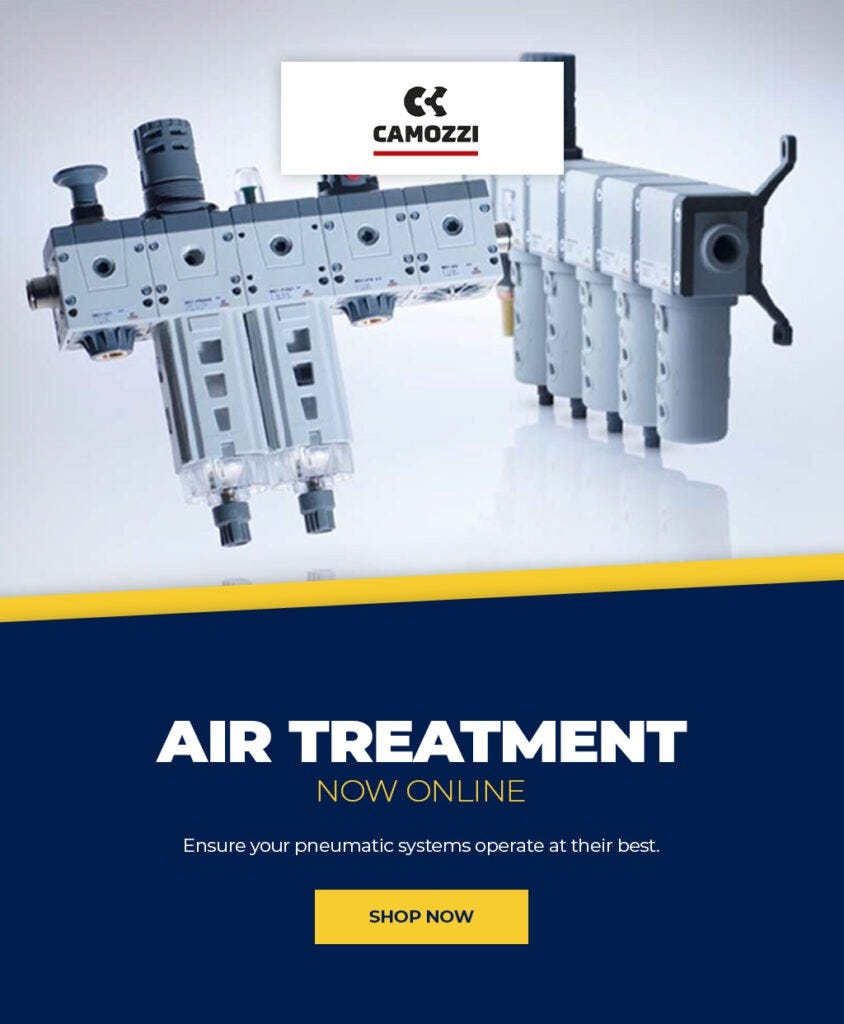 New range of air treatment from Camozzi with an image of some products